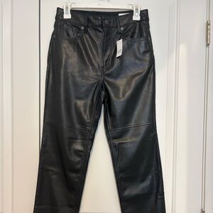 GAP Black High-Rise Cheeky Straight Faux Leather Pants NWT